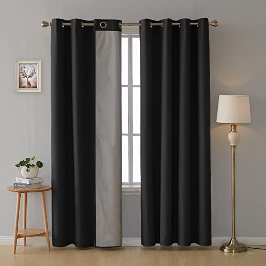 Products Deconovo Cortinas Termicas Aislantes Infantiles Niño de Salón Modernas con Forro 2 Piezas 140 x 180 cm Negro