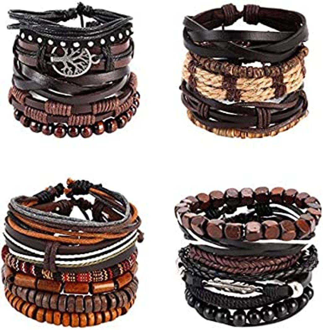 Social 29 Piezas Cuero Pulseras Árbol de la Vida para Hombres Mujer Trenzado