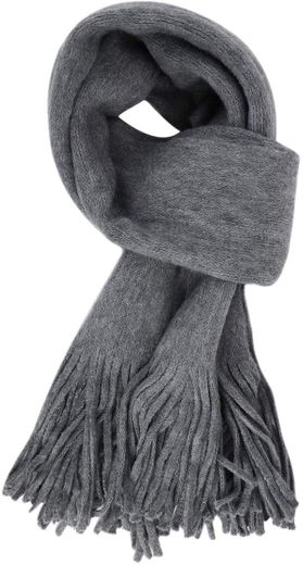 Bufanda de lana mujer pañuelo larga de invierno chal frangé bicolor Pashminas