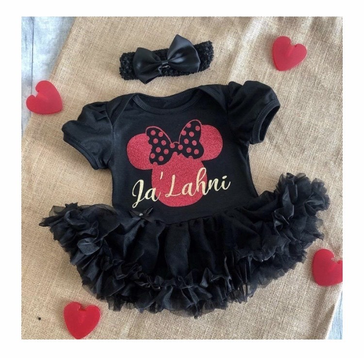 Fashion Disney Minnie Mouse Personalised Baby Girl Black