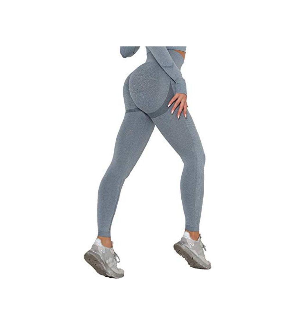 Moda COMFREE Yoga Pantalones Deportivos Largos Leggings Running Deportes Legging Pantalon Fitness Polainas de Gimnasio Mujer Azul S