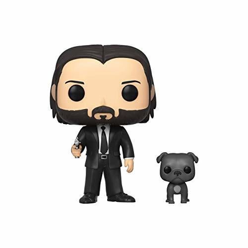 Funko- Pop Movies Wick-John in Black Suit w/Dog Figura Coleccionable, Multicolor, Talla