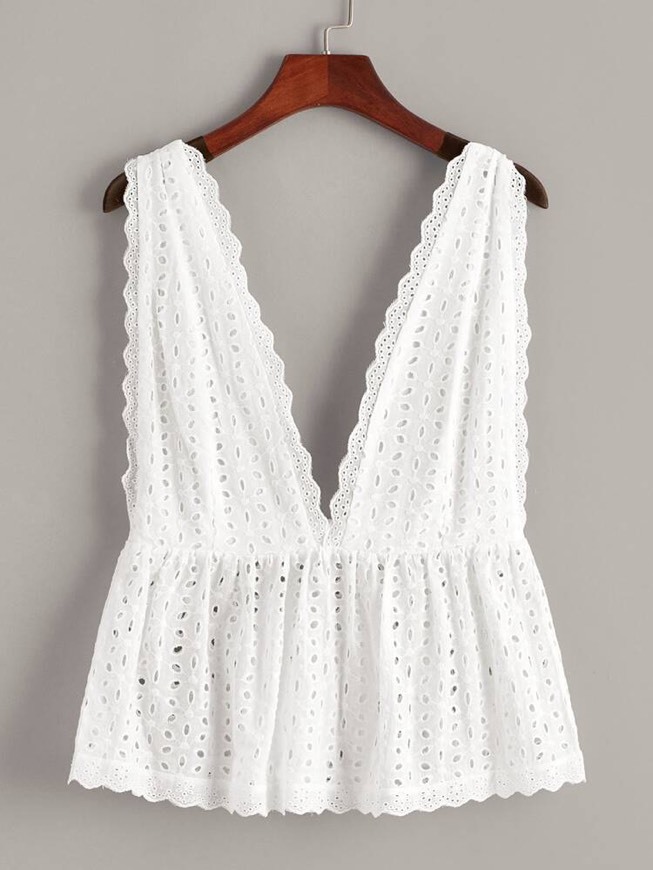 Schiffy Ruffle Hem Plunging Top | SHEIN USA