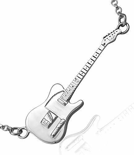 Jewellery-Joia Sterling Silver Fender Telecaster Miniature Electric Guitar Pendant Charm & Necklace