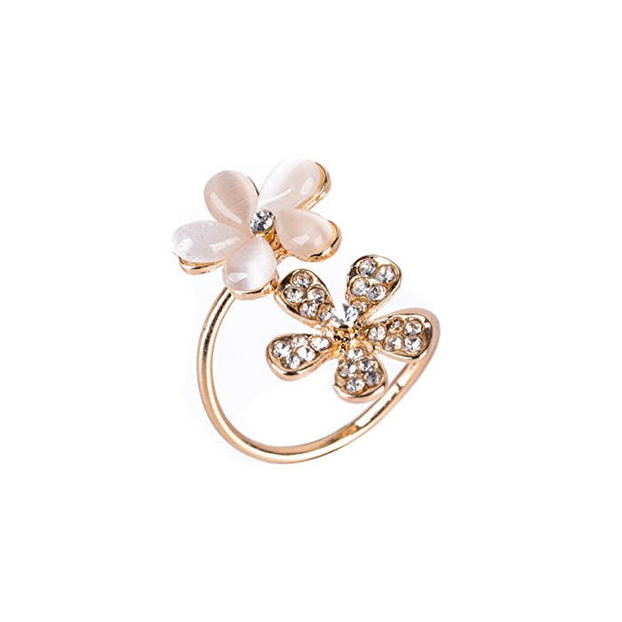 Social Cristal Diamante de Imitación Flor Abierto Ajustable Anillo