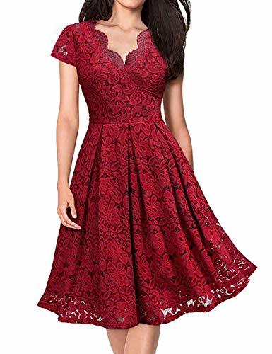 Producto KOJOOIN Vintage Encaje Floral Coctel Vestido Corta para Mujer Vestido de Noche