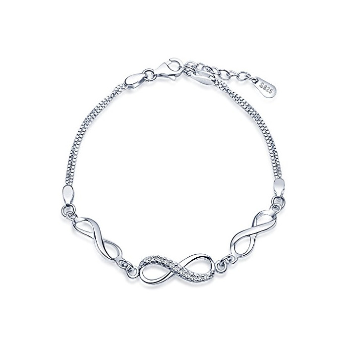 Social Infinito U Pulsera Mujer de Eslabones con Símbolo del Infinito de Plata