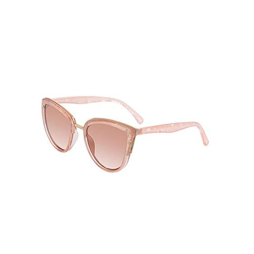 Aroncent Gafas de Sol sin Polarizadas Mujer Unisex Hombre Lentes de Gatos Marco Rosa Plástico Armazon Floral Transparente Protección de Ojos UV400 UVA UVB Antideslumbrante Gafas Ligero de Moda