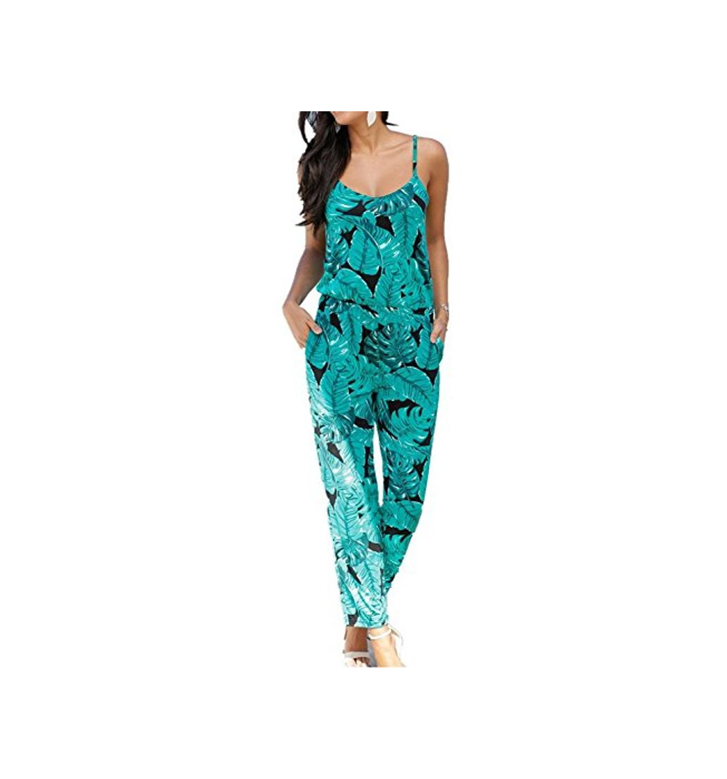 Productos BienBien Monos Estampados Mujer Sexy Largos Jumpsuit Chic Mono sin Mangas de Floral Impresión Elegante Playsuit Anchos Boho Pantalones de Fiesta Bodysuit