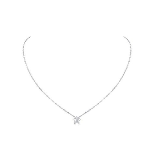 ChicSilver Estrella Colgante Pequeño Plata de Ley 925 Platino Collar Cadena Eslabones