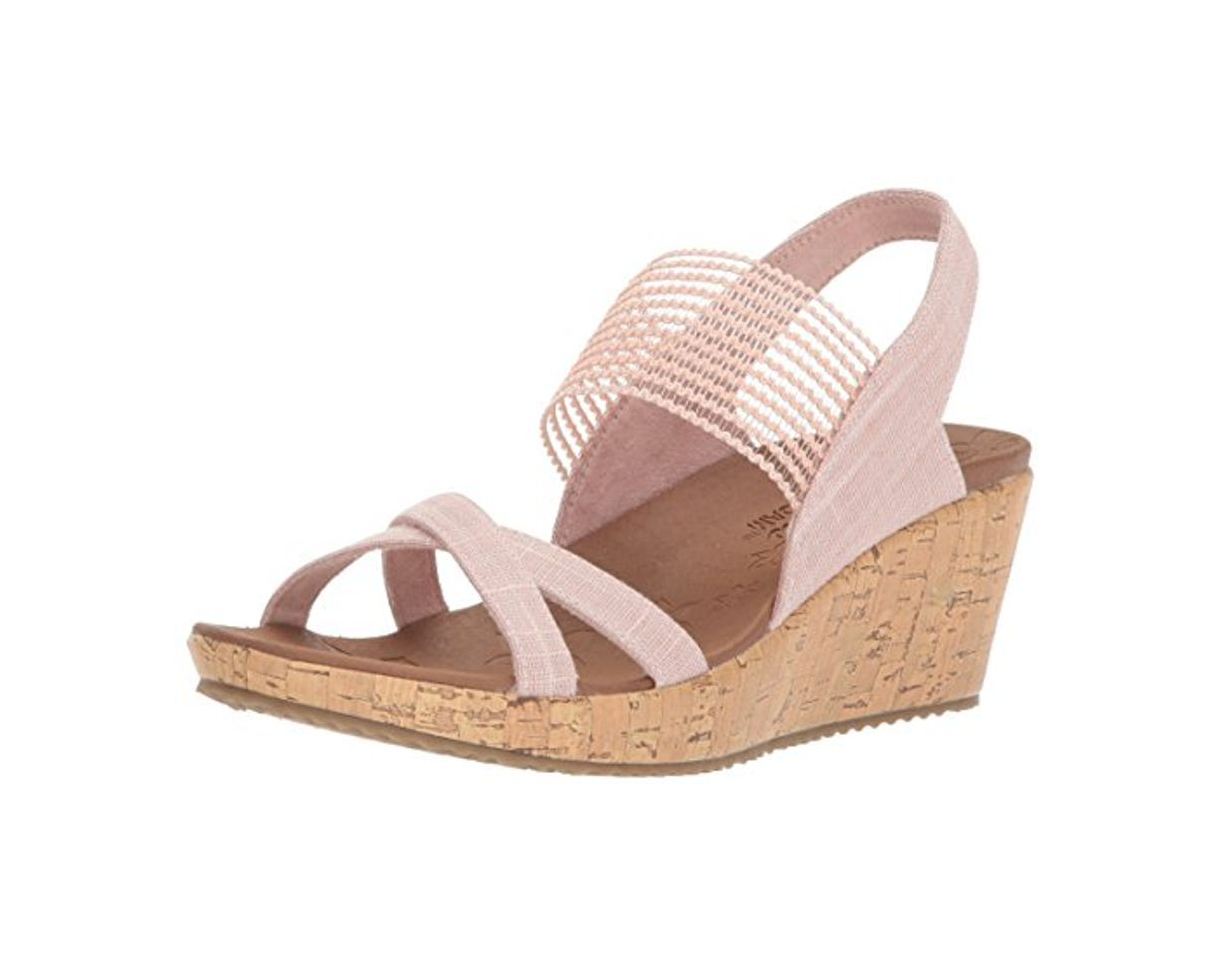 Social Skechers Beverlee-High Tea, Sandalias de Punta Descubierta para Mujer, Rosa
