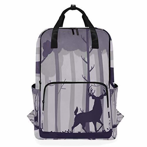 School Casual Daypack Bookbag Shoulder Bag Backpack Multi Function Animal Deer Tree
