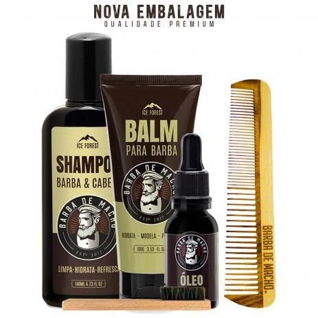 Kit Para Barba Óleo + Shampoo + Balm + Pente