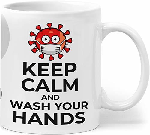 Social Orange9 Taza Corona Virus 2020 Keep Calm and Wash Hands contra Covid-19