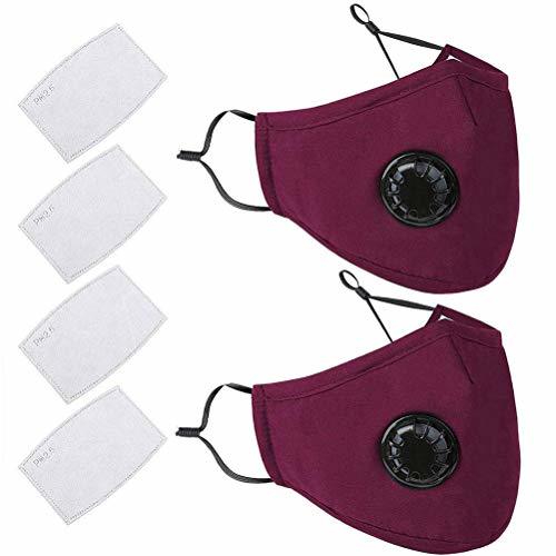 Social sdgfd 2 Pcs Máscara Antipolvo Lavable Antipolvo Máscara antibacteriana de carbón Activado