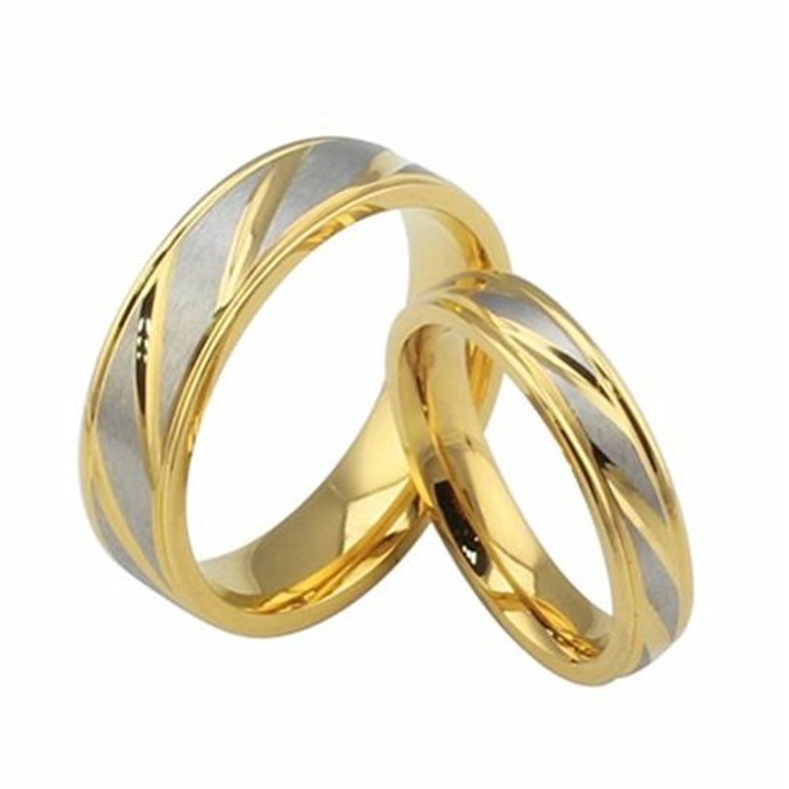 Fashion HIJONES Joyería Hombre Acero Inoxidable 18K Sarga Plateado Oro Promesa Anillo De Boda Talla 17