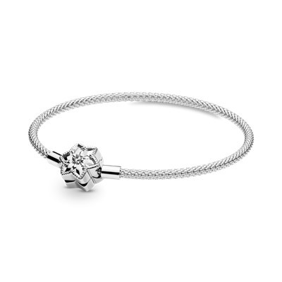 Moda Pandora Moments Bright Snowflake Mesh Bracelet