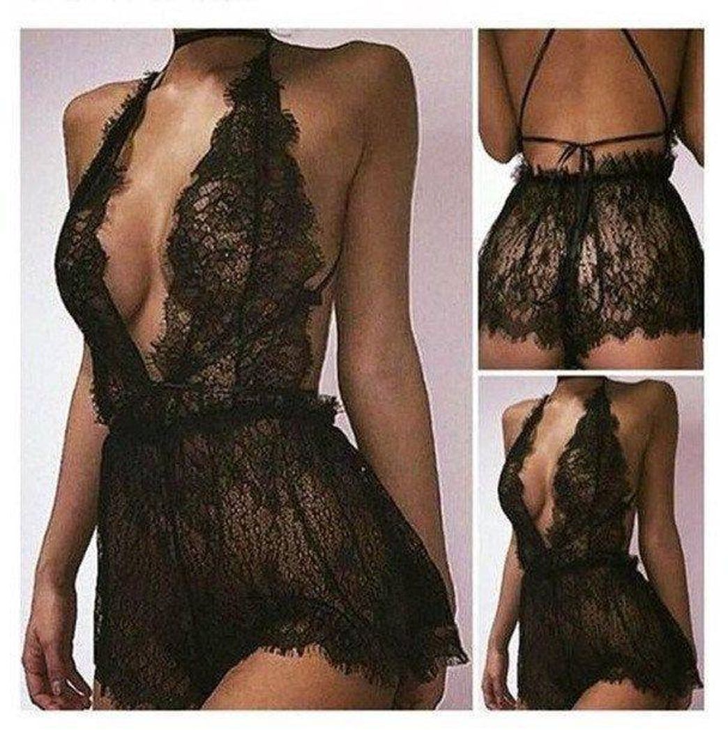 Moda Evelife Body Encaje Mujer Sexy Teddy Bodysuit Ropa Interior V Profundo Snap