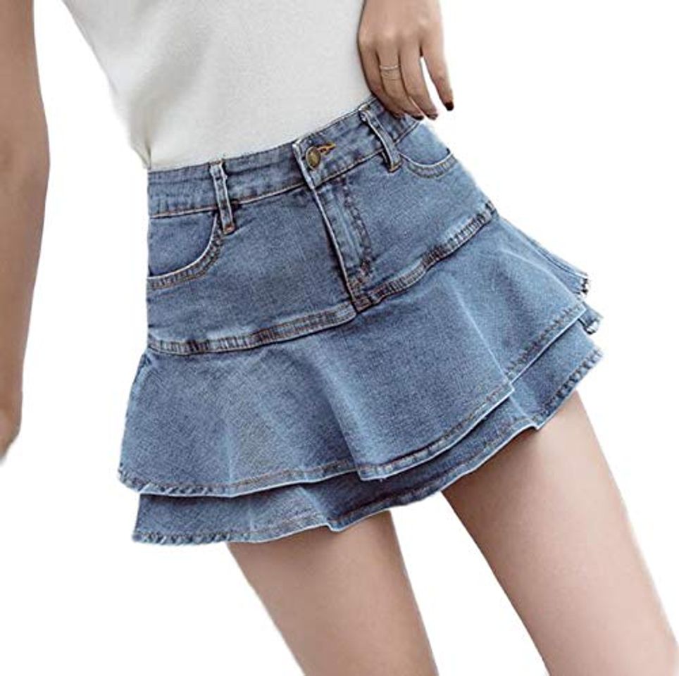 Moda Skirts Retro Denim Pantalones Cortos De Las Mujeres De Verano De 2020 Streetwear Señoras Corto Jeans Casual Todos Partido Elástico Vestido De Bola Saia Mujer