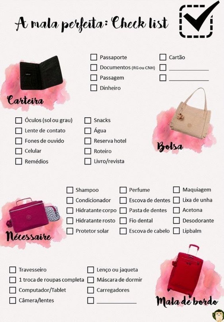 Moda Checklist de viagem 