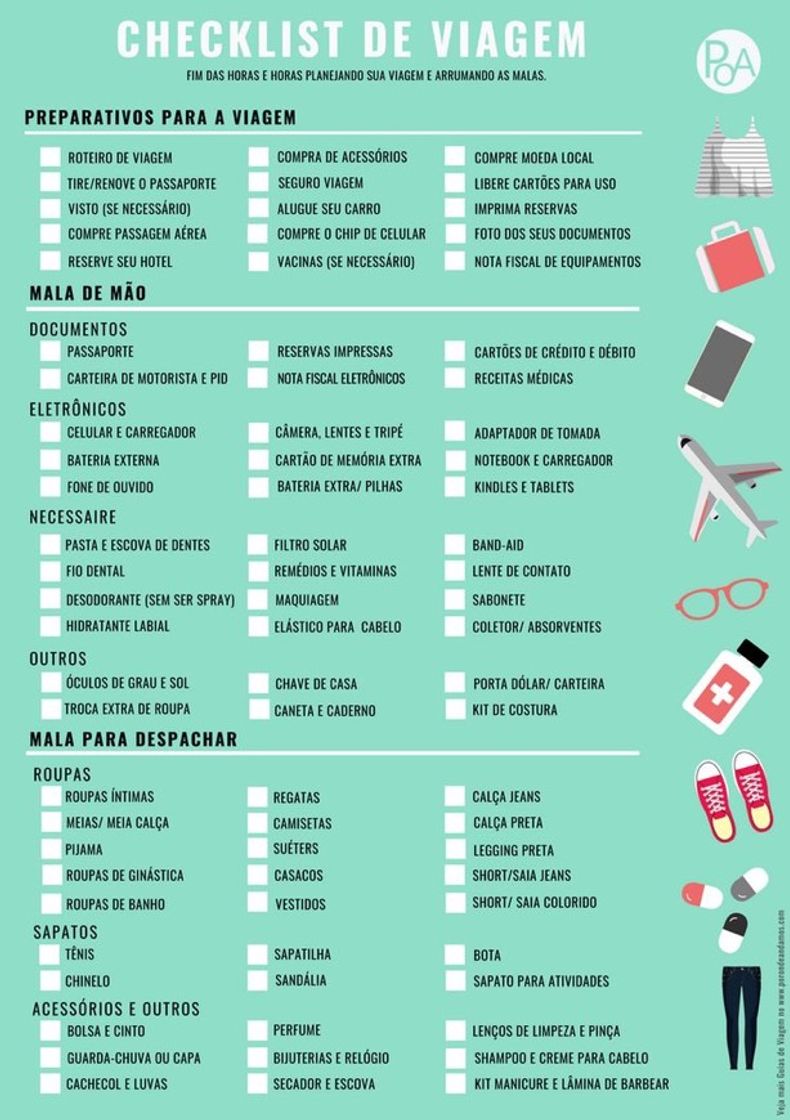 Moda Checklist de viagem 