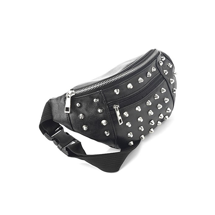 Products Black Faux Leather Studded Bum Bag