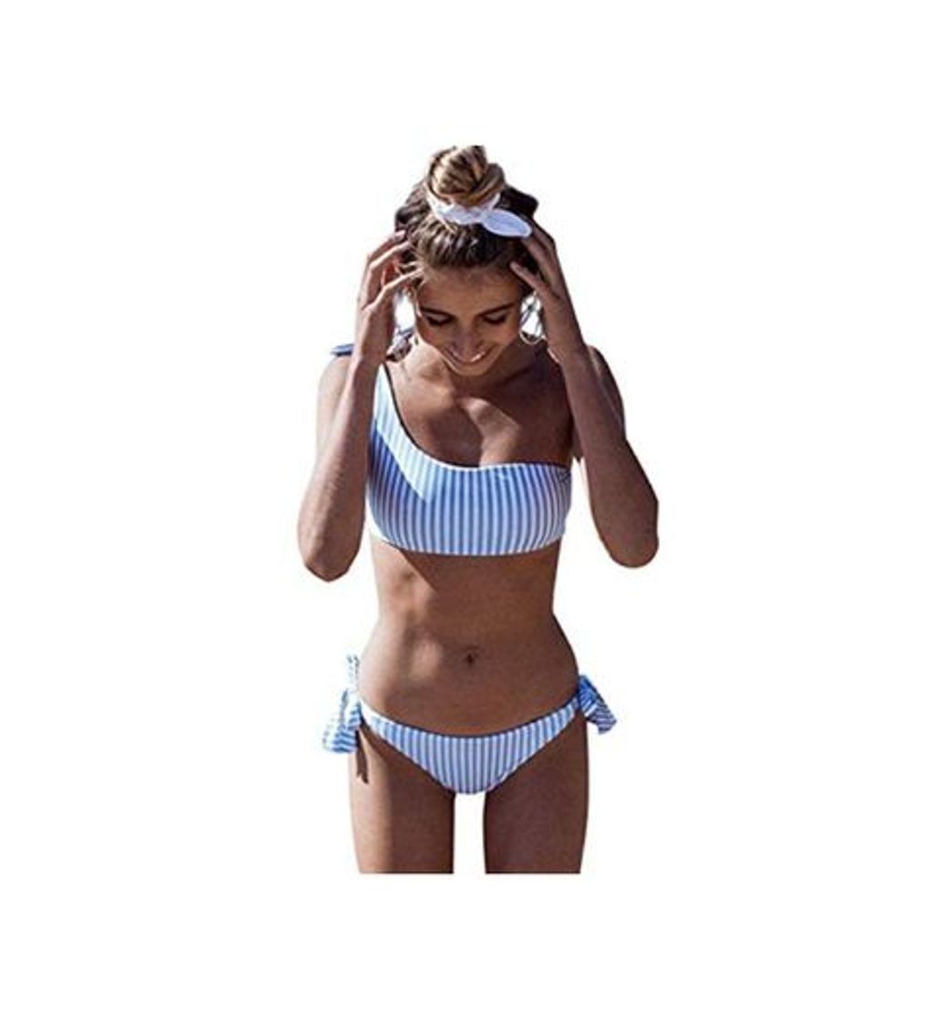 Social Yuson Girl Conjuntos De Bikini Rayas Talle Alto Retro Brasileños Mujer Sexy