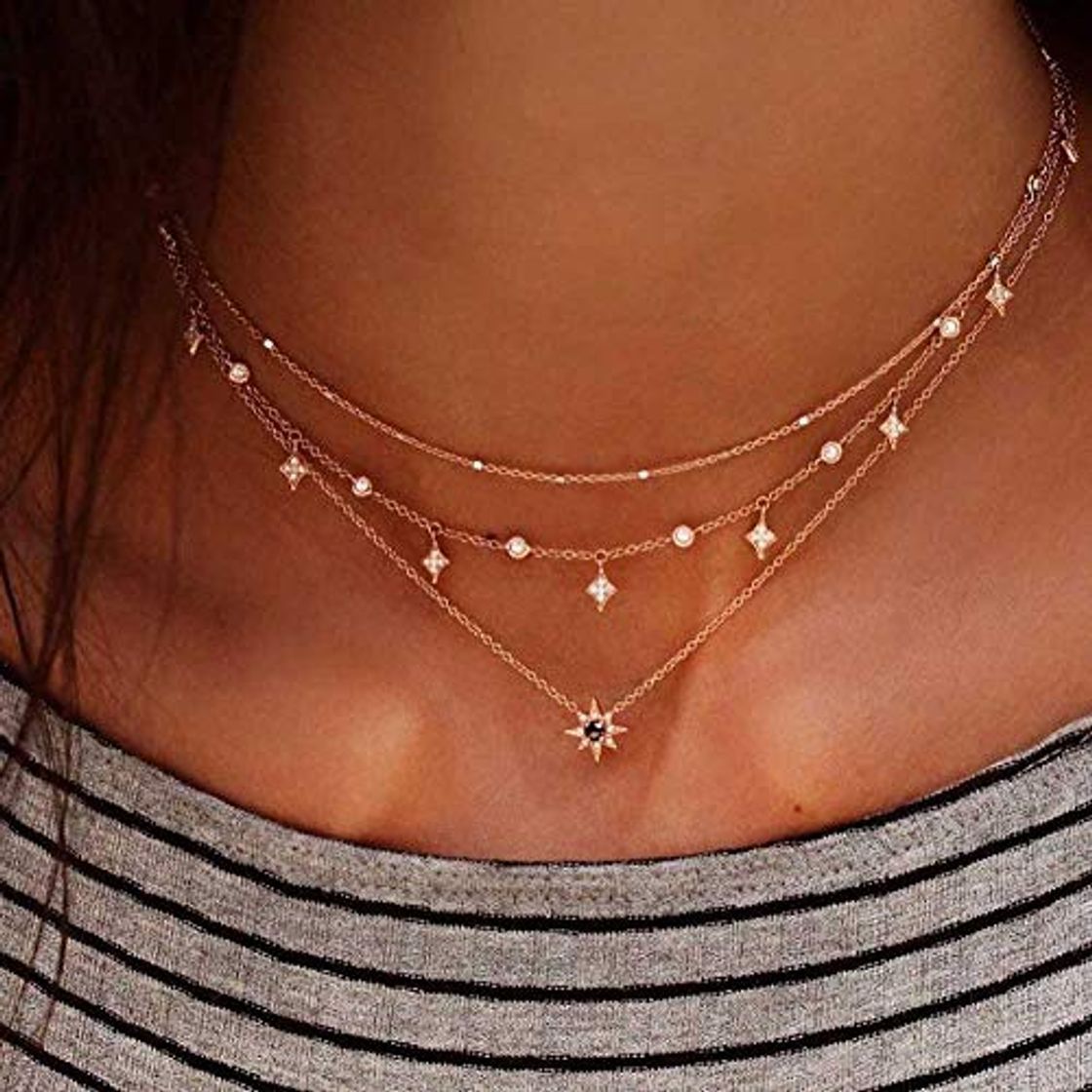 Social Jovono Fashion Gargantilla estrella Multi – Collar de capa para cumpleaños amistad