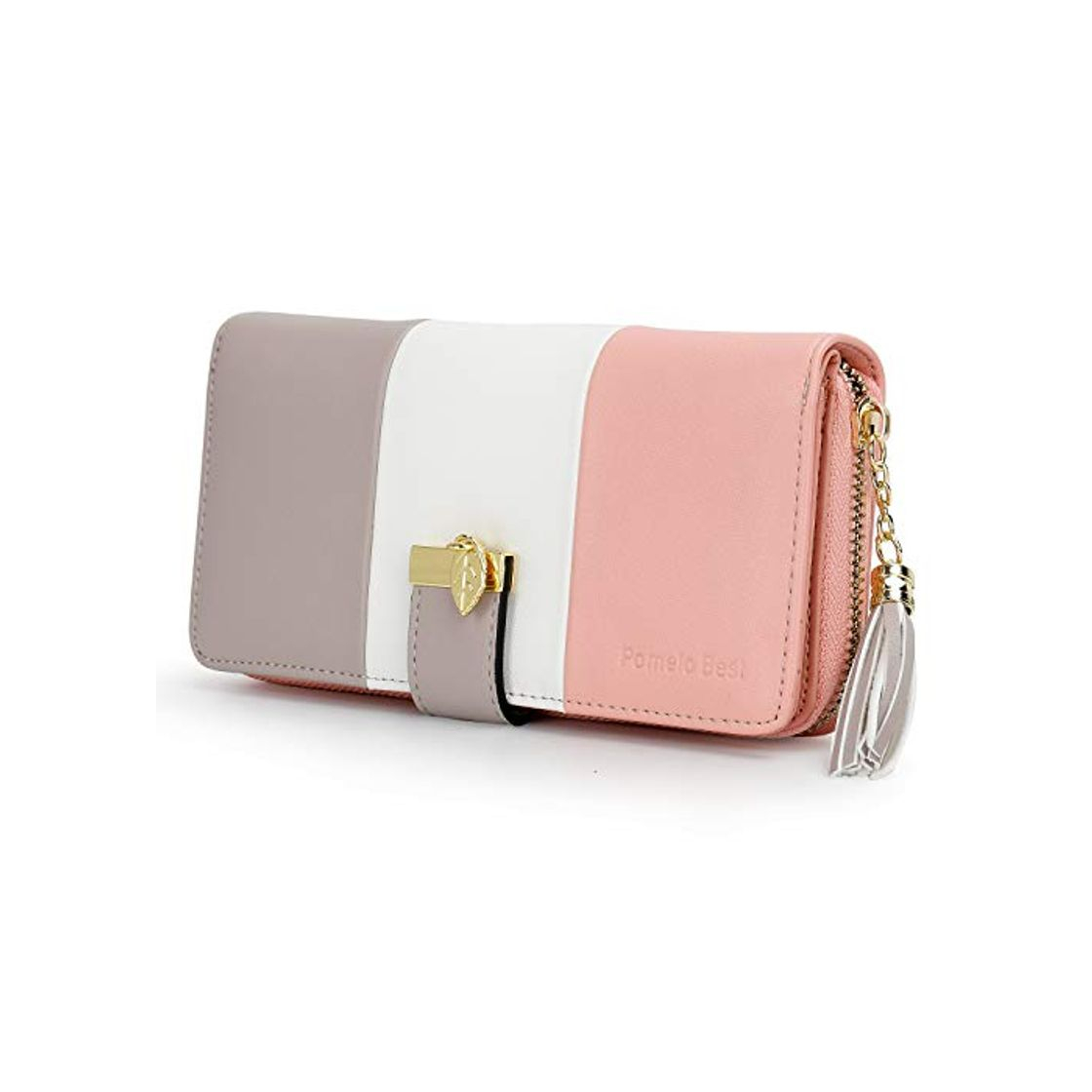 Social Pomelo best Monederos Mujer Cartera de Mujer de Gran Capacidad de Cuero