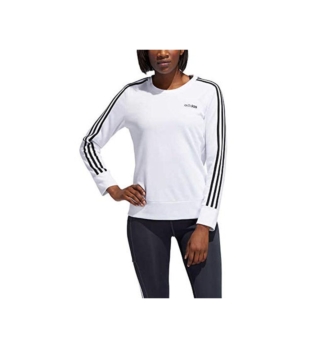 Fashion adidas Climalite Womens 3-Stripe Crewneck, White