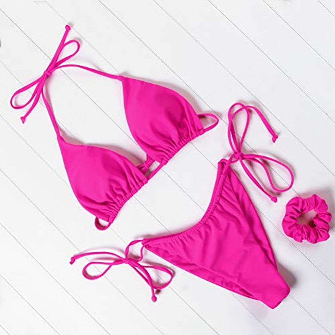 Fashion JUNJUNBO Conjunto de Bikini para Mujer con Lazo de Tinte Push Up Biquine Tanga Traje de baño para Mujer Traje de baño para Mujer Bikini brasileño