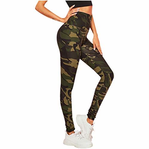 Place Mujer Pantalones de Yoga con Cintura Alta Estampado de Camuflaje Militar Slim