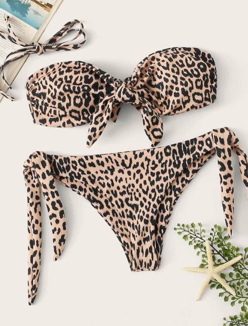 Product Bikini bandeau con lazo de leopardo