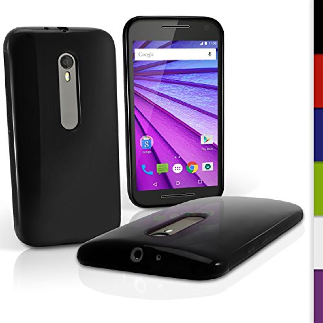 iGadgitz U3986 Sólido Negro Lustroso Funda Carcasa Gel TPU Compatible con Motorola