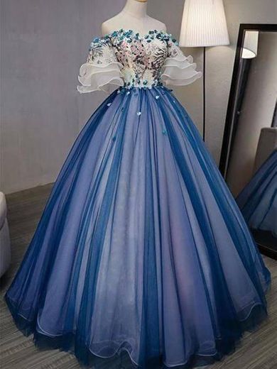 Producto A-line Princess Straight Neck Half Sleeve Prom Dresses