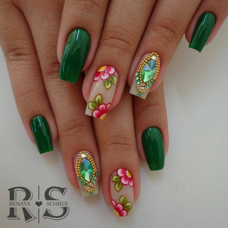 Products Modelos e fotos de unhas decoradas com esmalte verde para ...