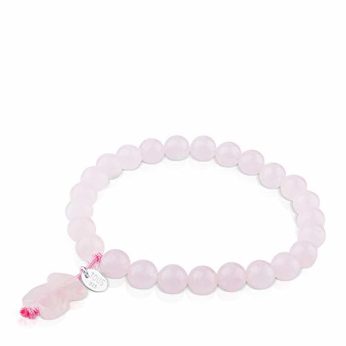 Products TOUS Pulsera ajustable de mujer de cuarzo rosa y placa de plata