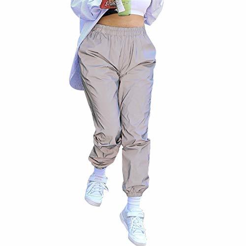 Product ruiruiNIE Mujeres Talla Extra Cintura Media Harem Pantalones Cargo Color sólido Noche