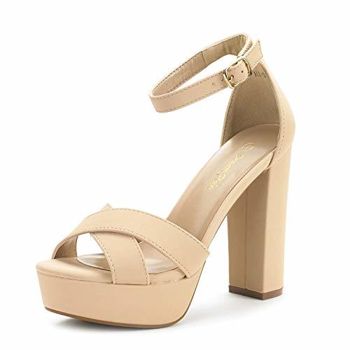 Products Dream Pairs HI-GO Sandalias de Tacón Alto Vestir Plataforma para Mujer Desnudo