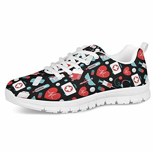 Place POLERO Sneaker Zapatillas de Deporte Nurse Bear Electrocardiograma para Dama Mujer con