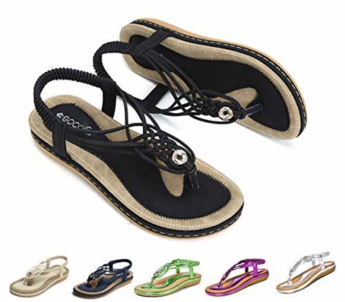 Fashion gracosy Sandalias Planas Verano Mujer Estilo Bohemia Zapatos de Dedo Sandalias Talla