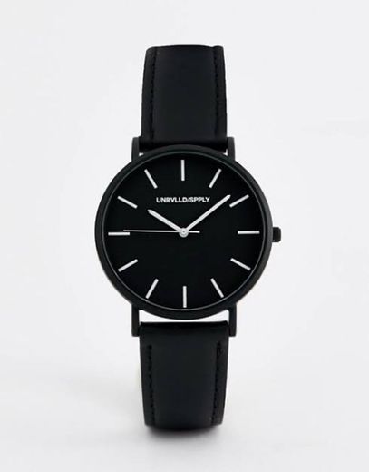 ASOS DESIGN leather watch in monochrome