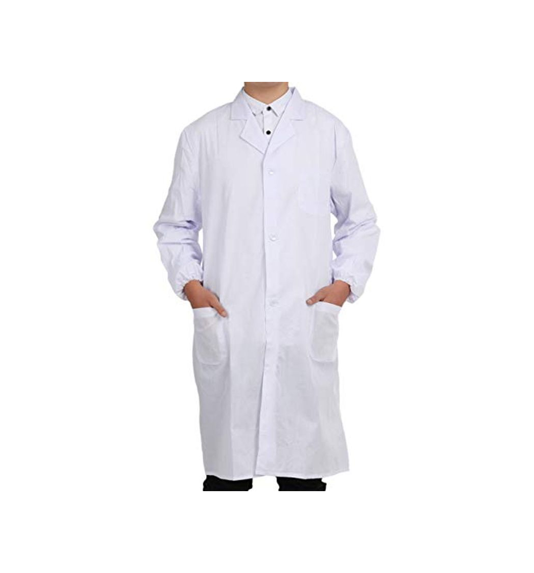 Products Bata Médico Laboratorio Enfermera Sanitaria de Trabajo Blanca de Manga Larga Unisex Blanco M