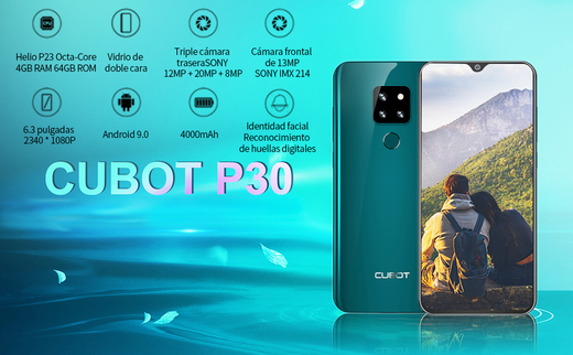 CUBOT P30 4G Android 9.0 Teléfono Movil Libre Pantalla 6,3" FHD Doble