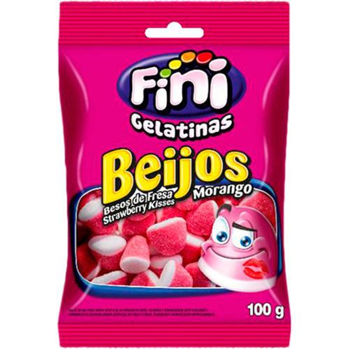 Product Bala de Gelatina Beijos Morango 100g