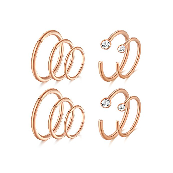 Product JFORYOU Rose Gold Nose Rings Hoop Cartilage Hoop Helix Earrings Stainless Steel