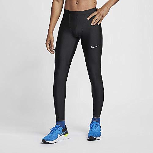 Social Nike M Nk Run Mobility Tight Sport Trousers, Hombre, Black/(Reflective silv)