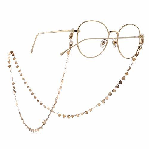 Product Cadenas de gafas Elegante antideslizante Golden Copper Peach Corazón Gafas Cadena Correa