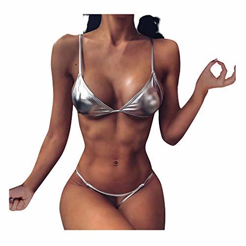 Product Warmword Womens Sexy Bikini Plateado de Tres Puntos Bikini Brasileño