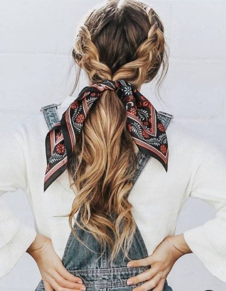 Moda Peinados trenza y pañuelo